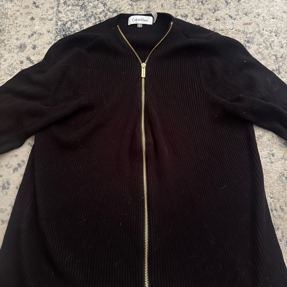 Calvin Klein Black Sweater with Gold Zipper